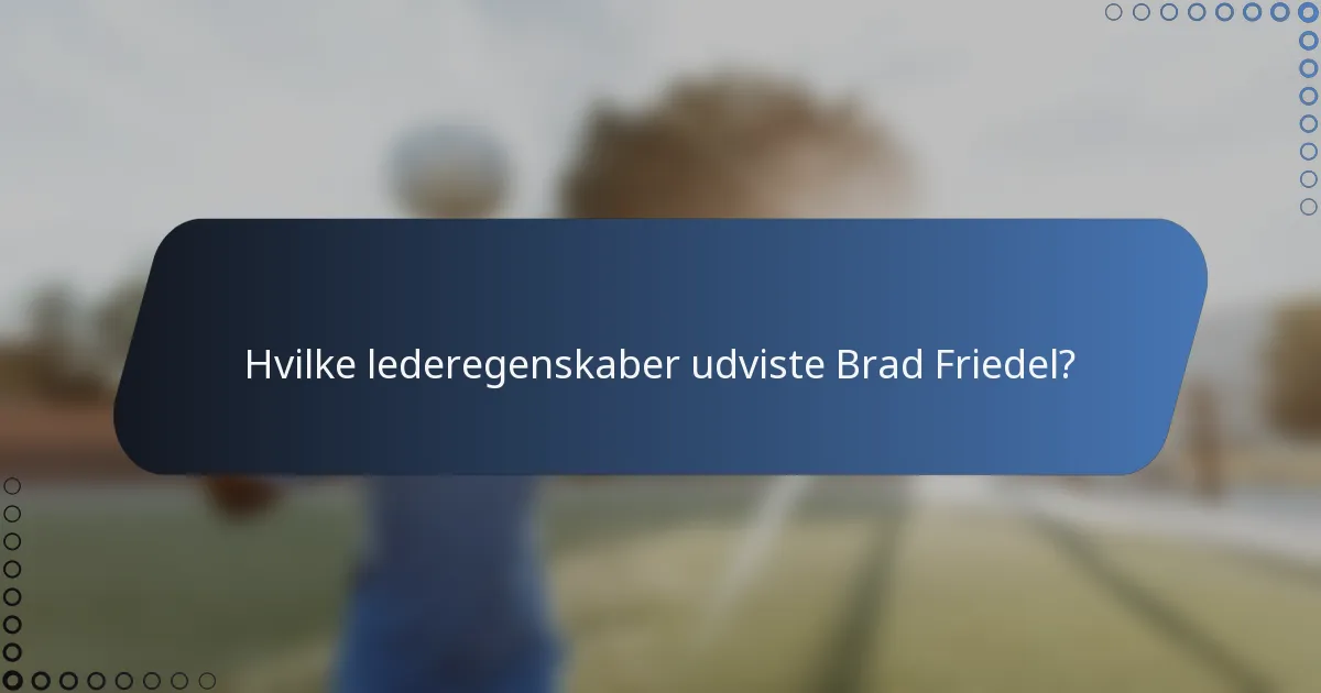 Hvilke lederegenskaber udviste Brad Friedel?