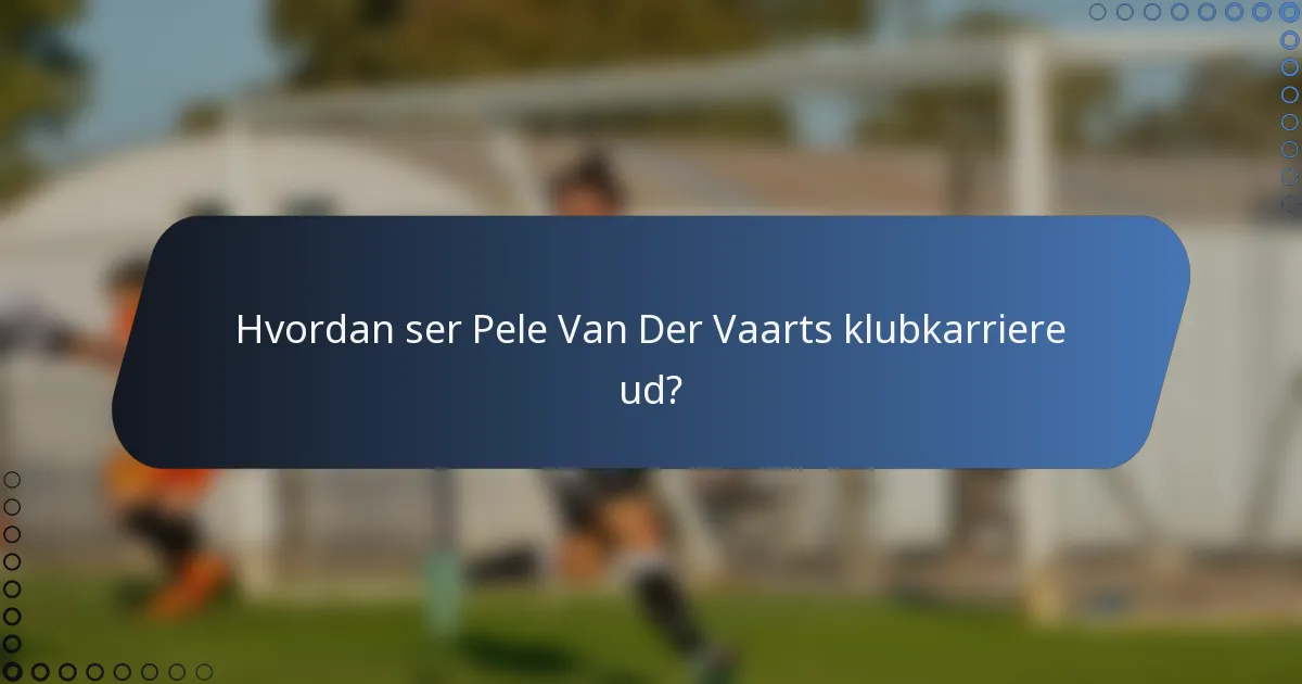 Hvordan ser Pele Van Der Vaarts klubkarriere ud?